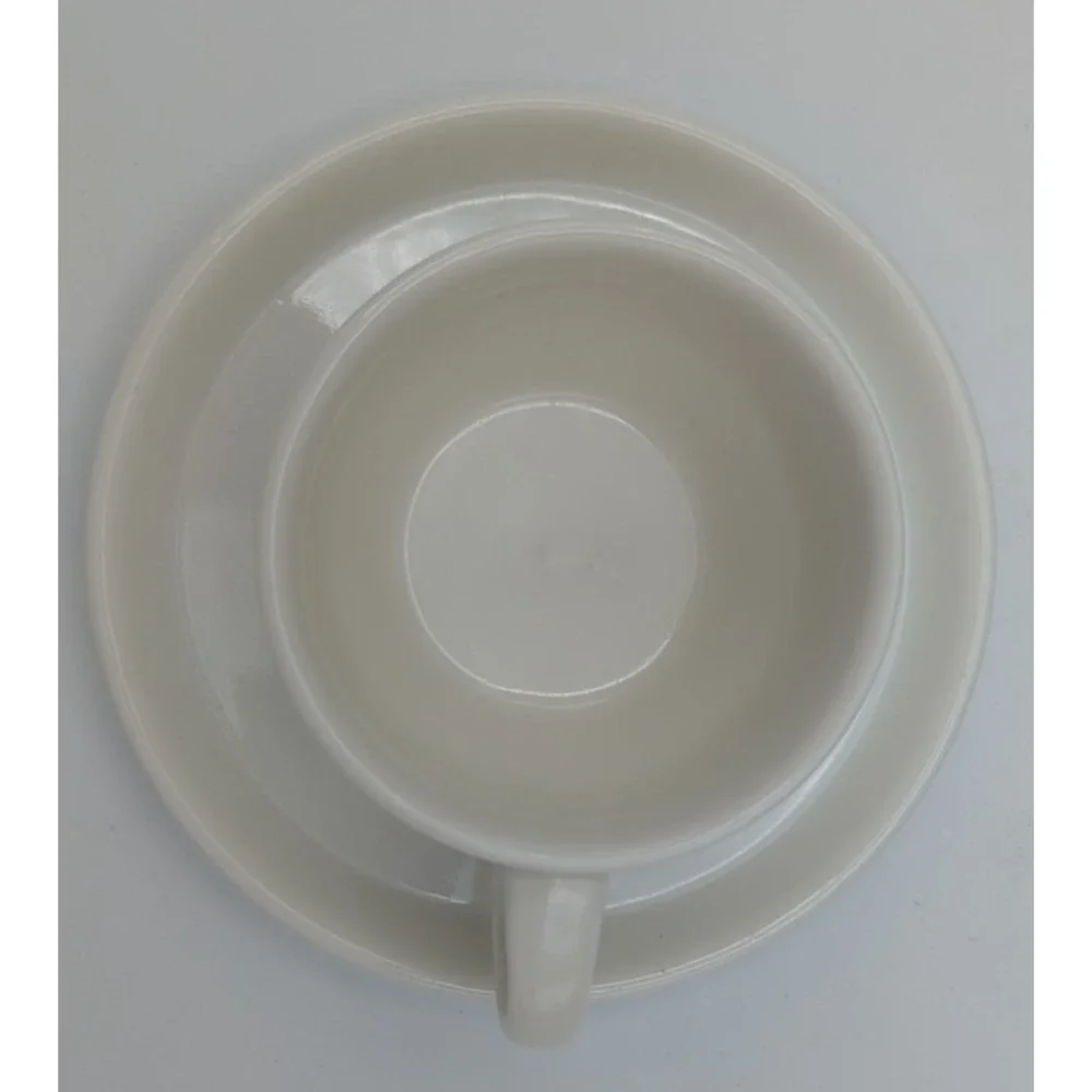 Set 6 European Espresso Demitasse 80ml 2.5 oz Cup & Saucer Modern White Stacking